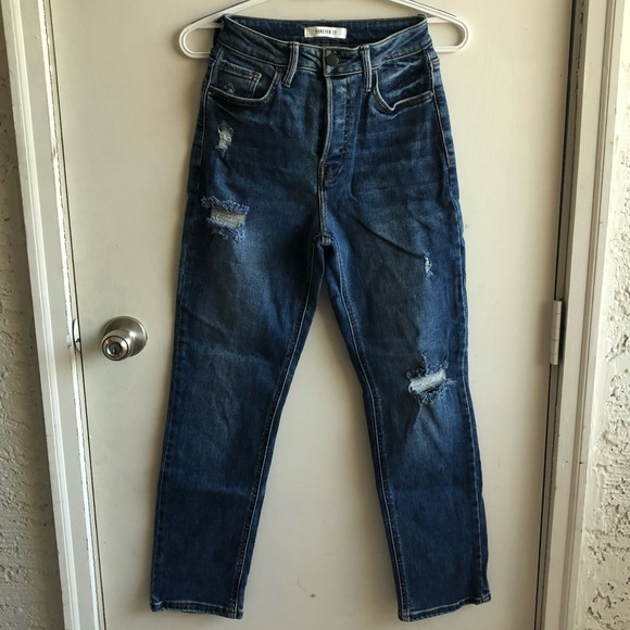 Forever 21 Slightly Distressed High Waisted Button Fly Denim Jeans - Picture 2 of 5